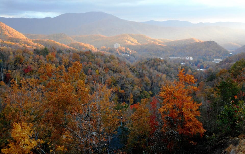 Magical Autumn Sunset over Gatlinburg as seen from the desks of the Lodge.
