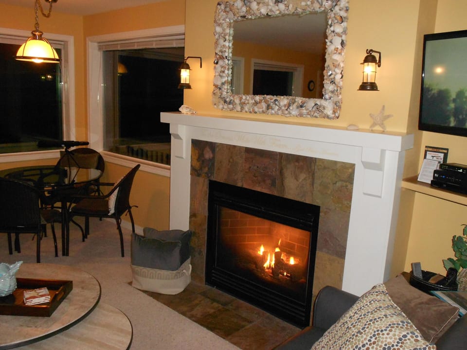 Curl up by the cozy gas fireplace.