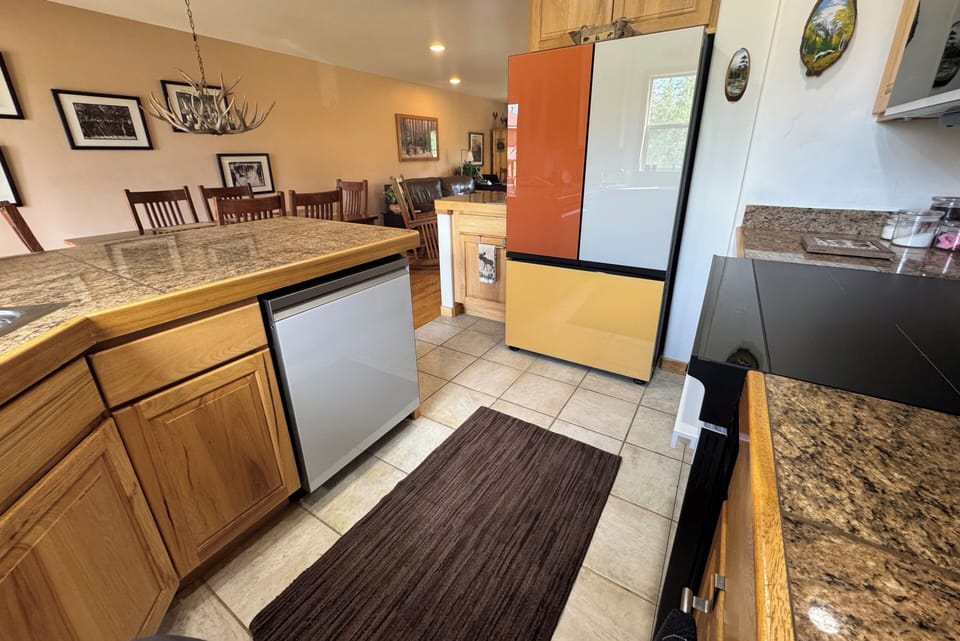 Fully Stocked Kitchen with condiments, spices, coffee maker & new appliances.