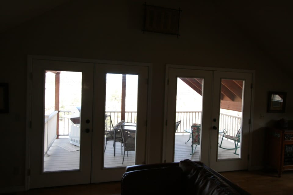 Looking from the inside out to the deck overlooking our beautiful Animas Valley