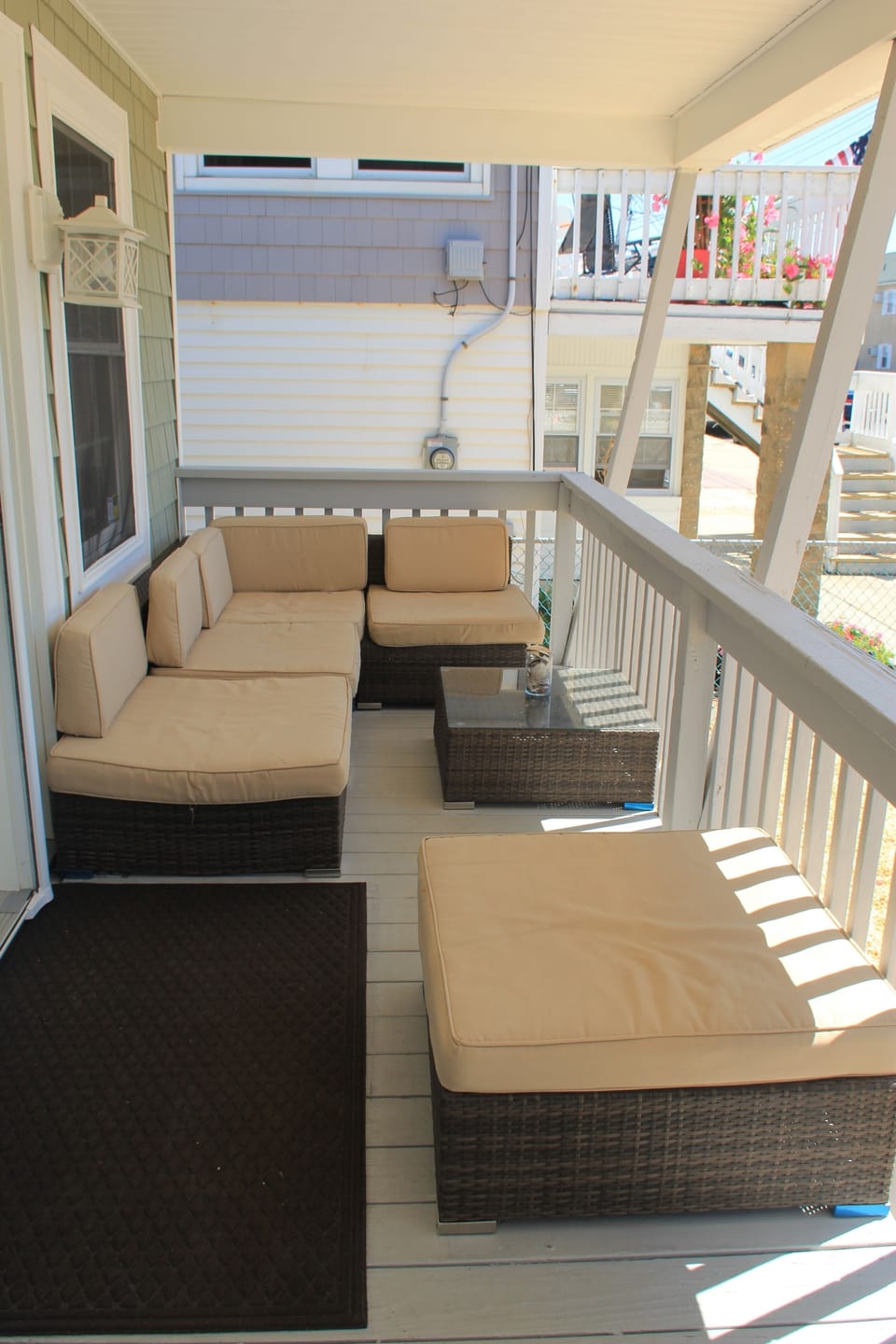 porch seating area . Also, comes with pull out table set for dinning.
