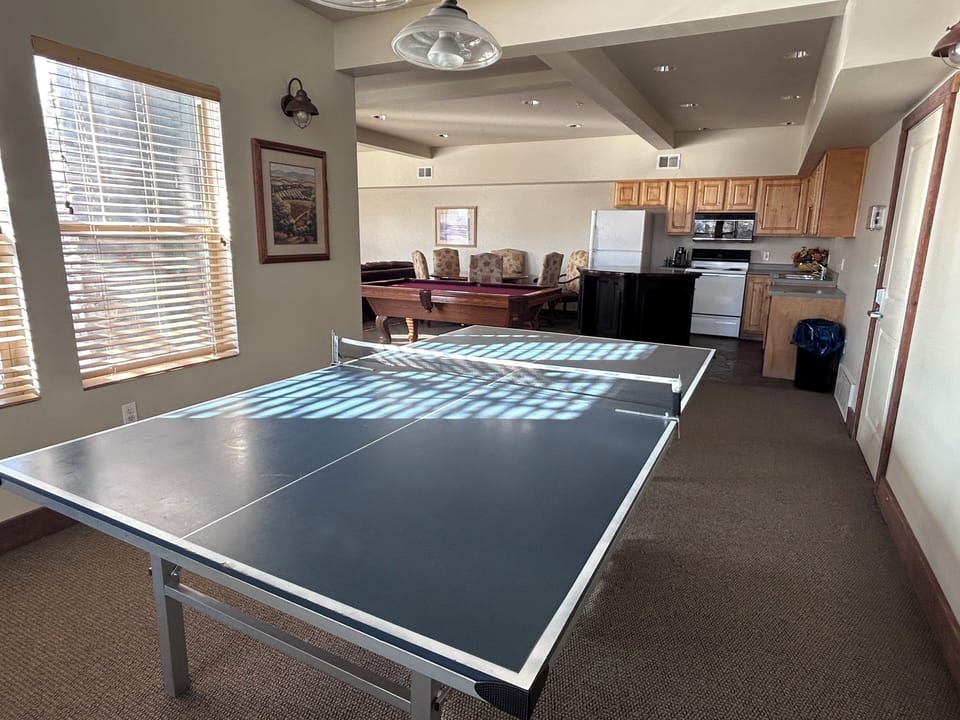 Ping pong table in community clubhouse.