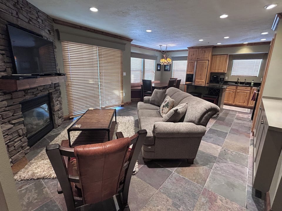 Living Room area with fireplace and TV