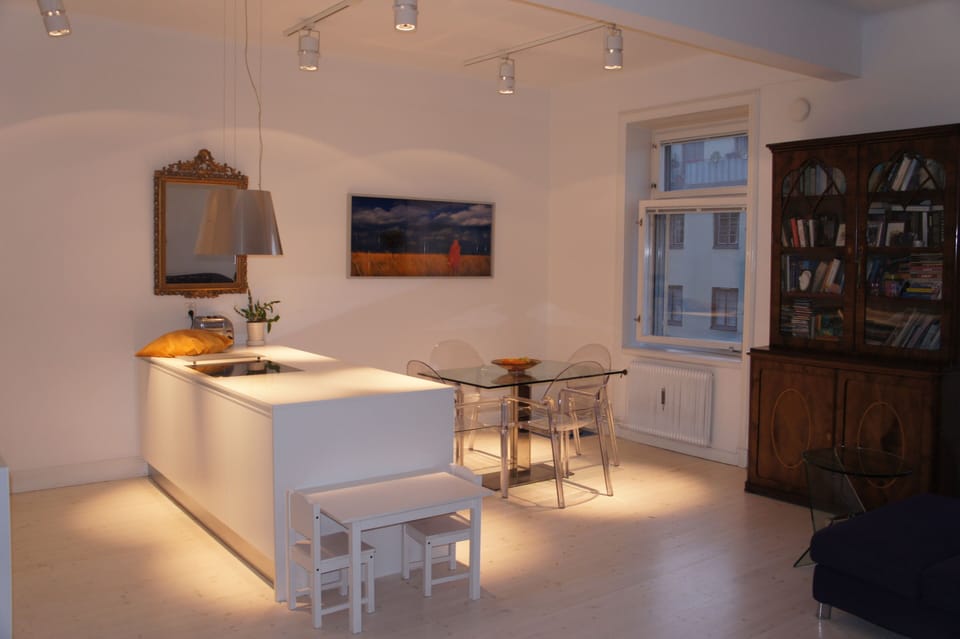 kitchen and living
