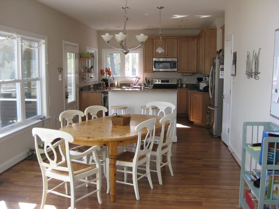 Kitchen and eating area.  Indoor seating for 11.