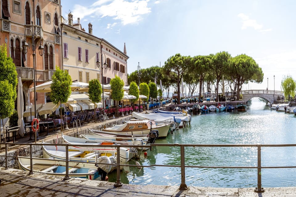 The inner port of Desenzano del Garda with restaurants