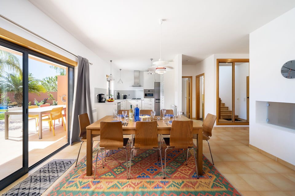 Dining table and kitchen