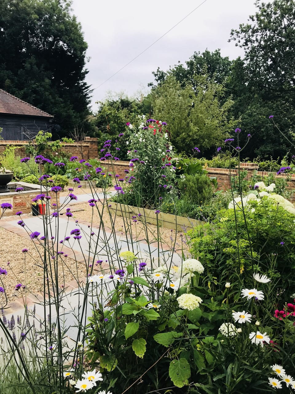 The kitchen garden between the main house and The Stables.