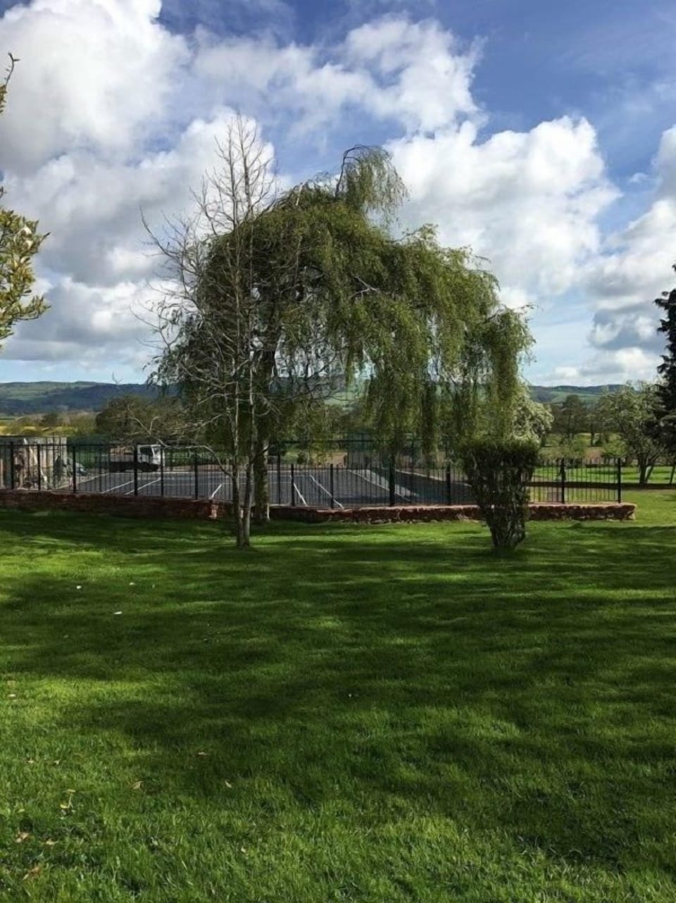 Towards the tennis court & Quantock Hills