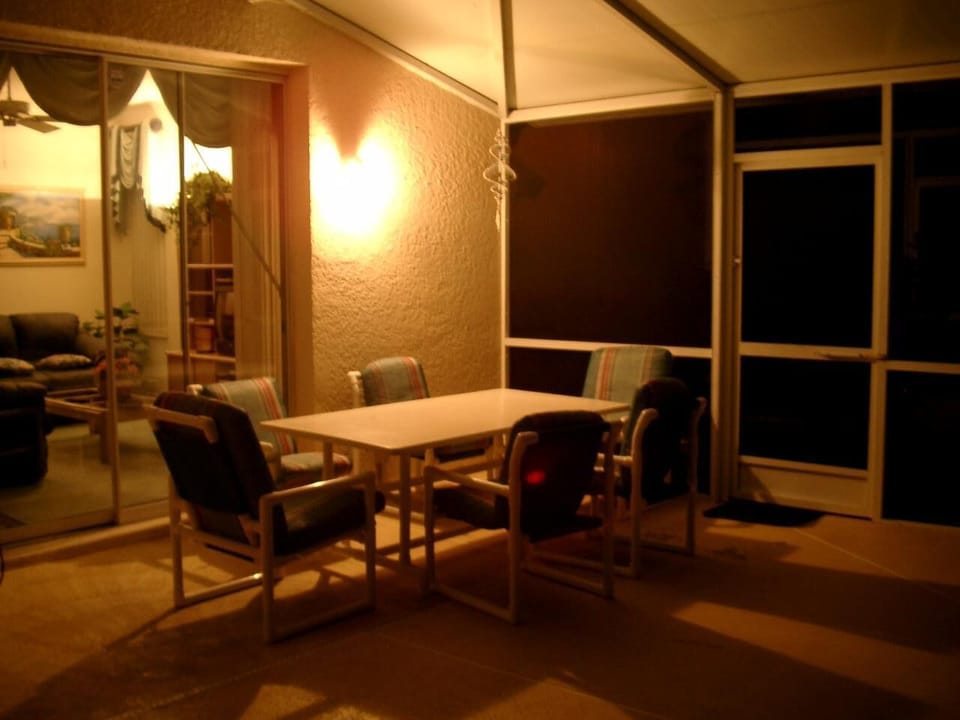 At the evening - cozy by the pool overlooking the family room