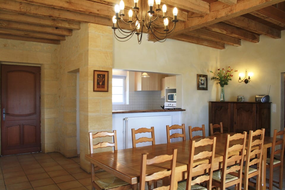 The kitchen view from the dining room