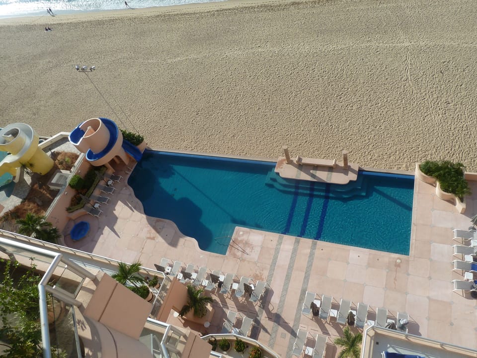 Overlooking the pool