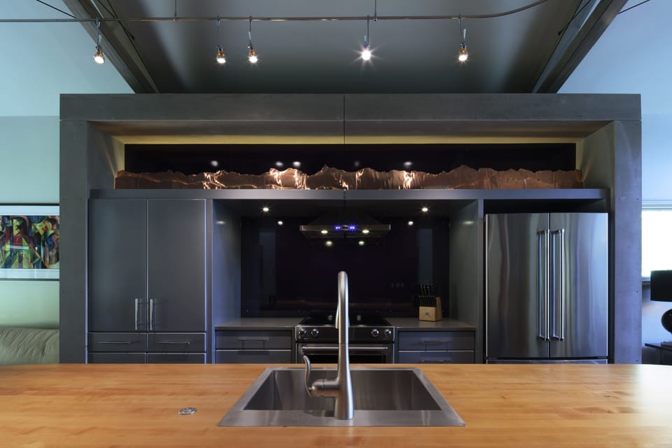 Galley Kitchen  w/ large butcher block island