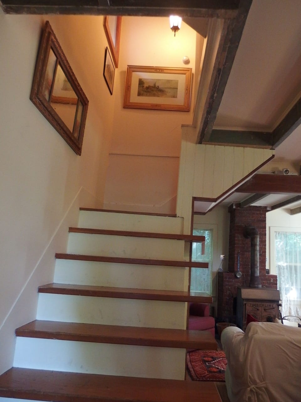 Going upstairs to the master bedroom.