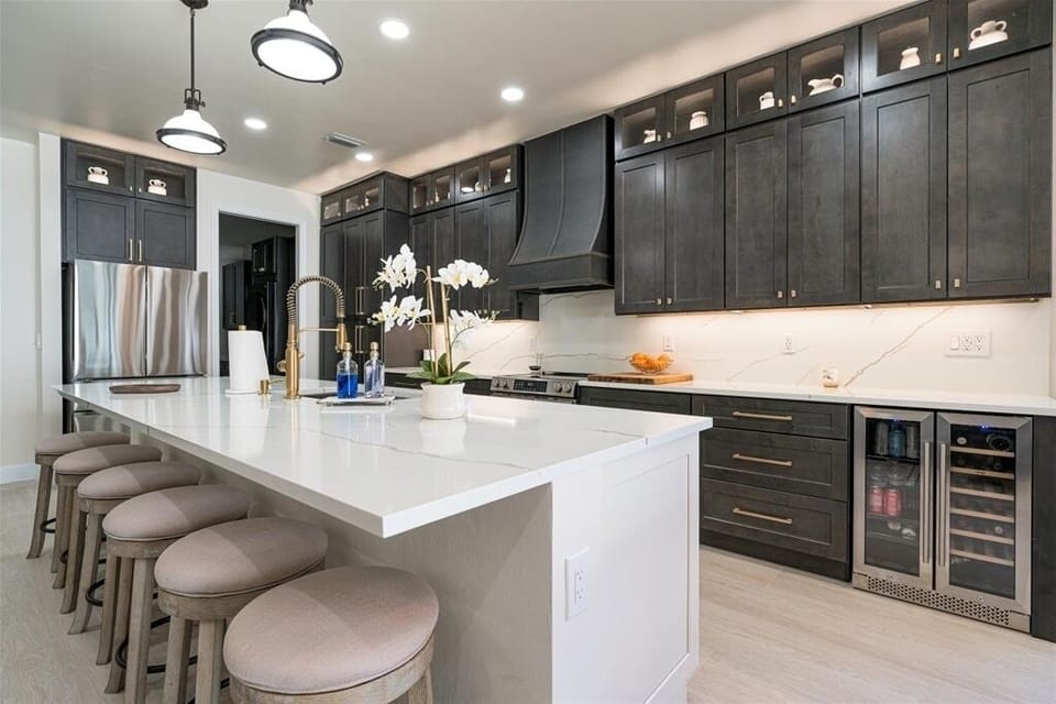 Newly renovated kitchen with smart appliances.
