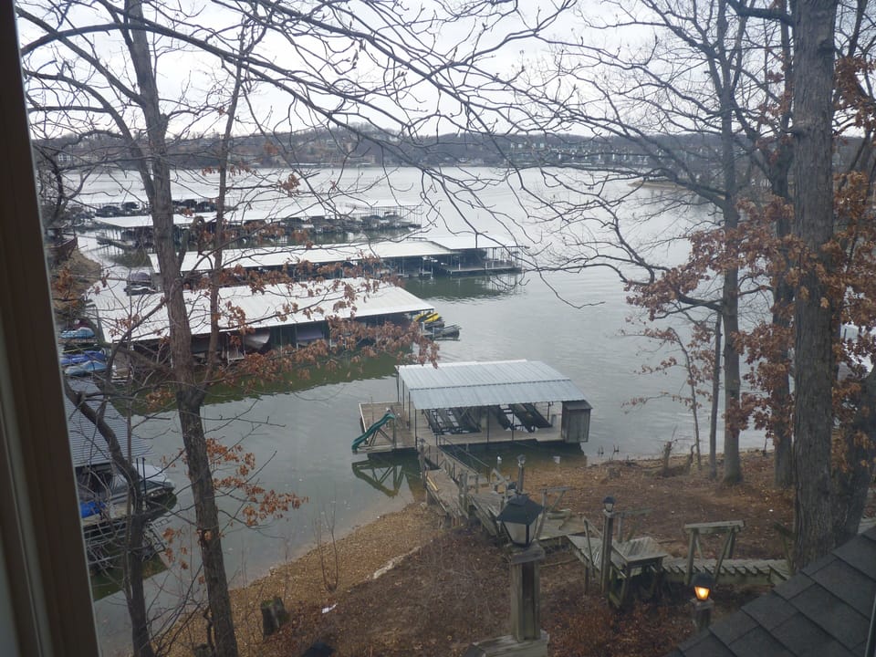 Looking down over the lake in the winter