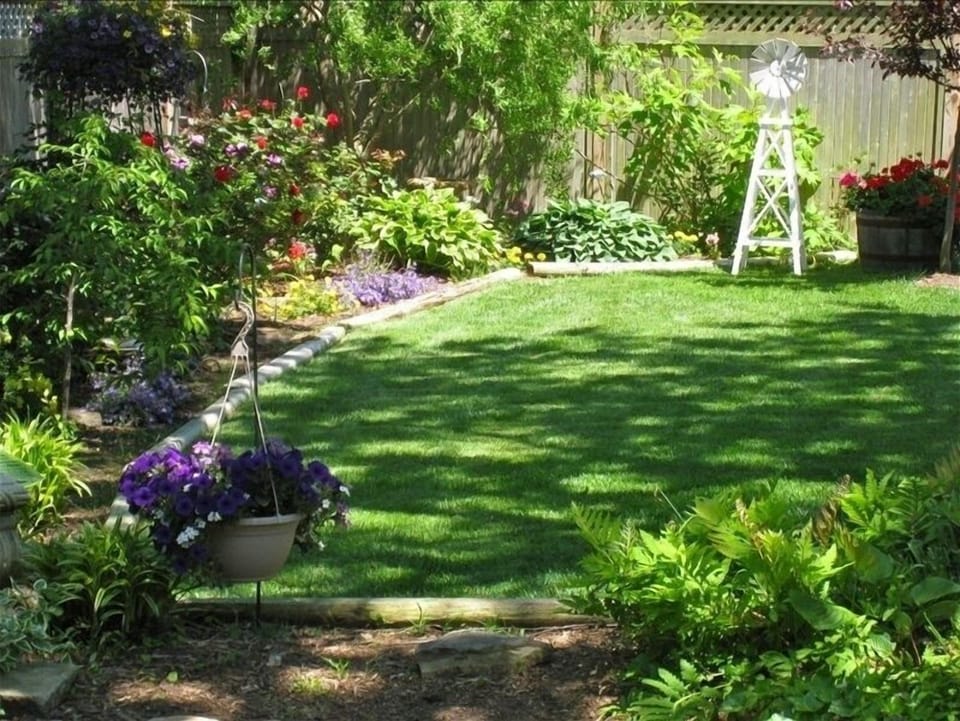 Private Backyard with lots of flowers