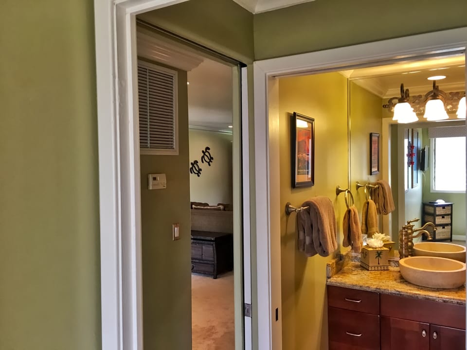 Sliding pocket doors to separate master bedroom and bathroom from entire unit.