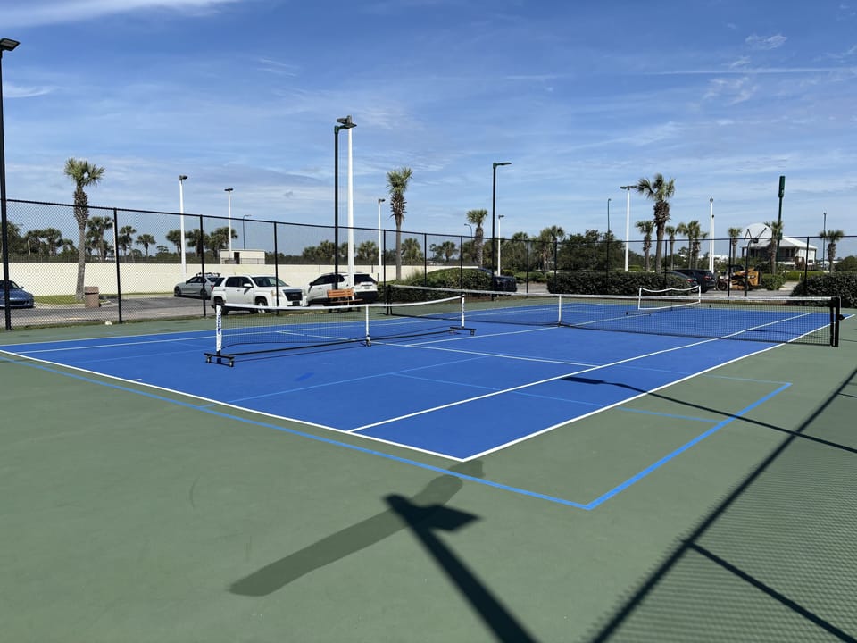 Tennis/pickleball courts! You can check out the equipment from the front desk.