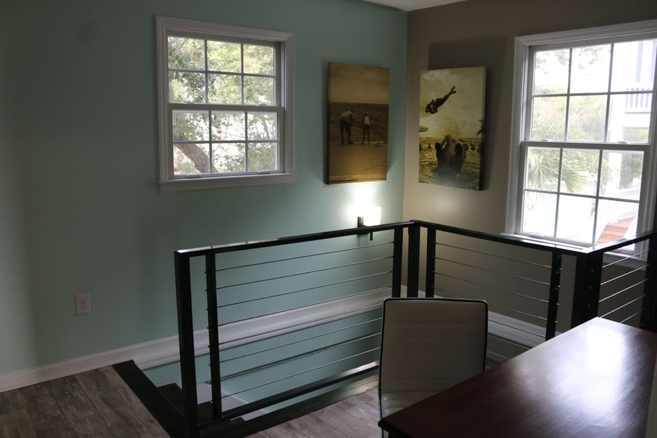 Office area with desk  and mirror - a great place to put on makeup.