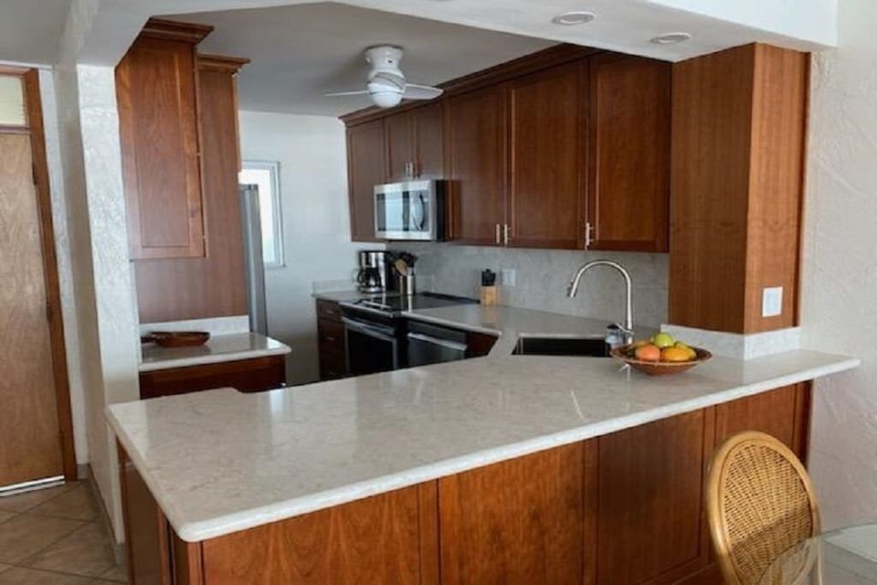 Fully equipped Kitchen with new stainless appliances and quartz countertops