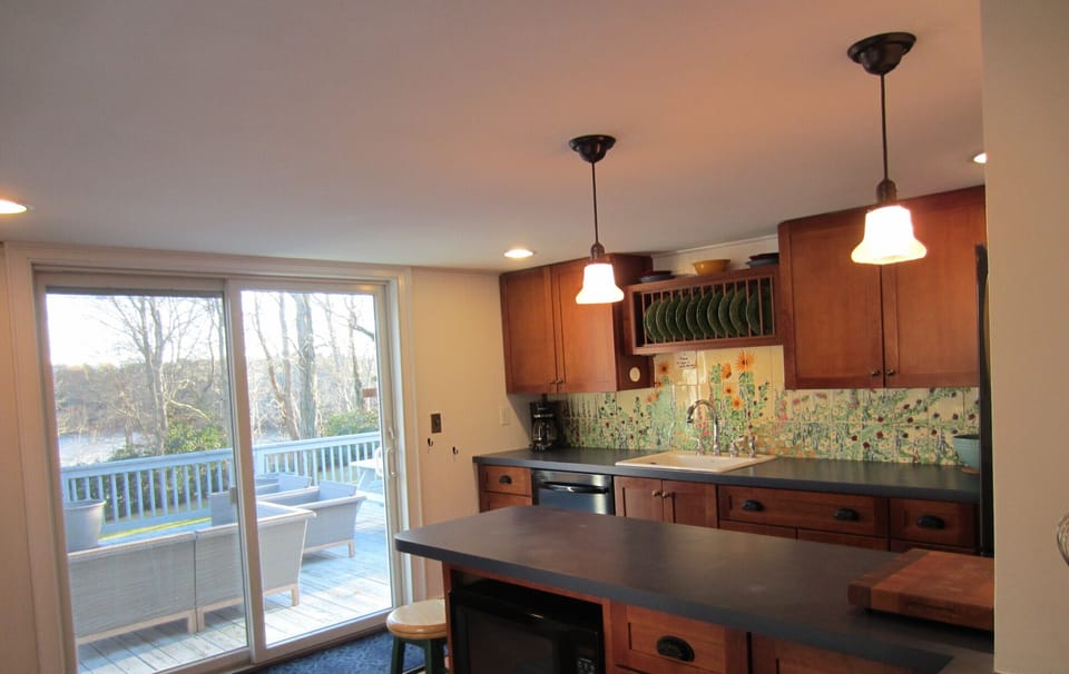 Sliding door out to deck