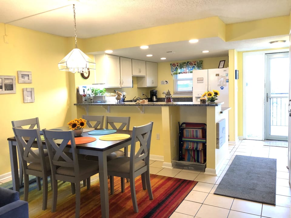 Dining room and kitchen: view from living room.