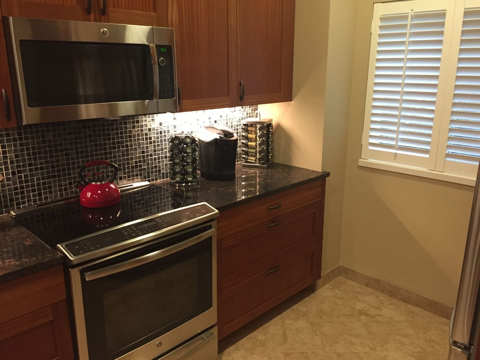 Koa wood cabinets!