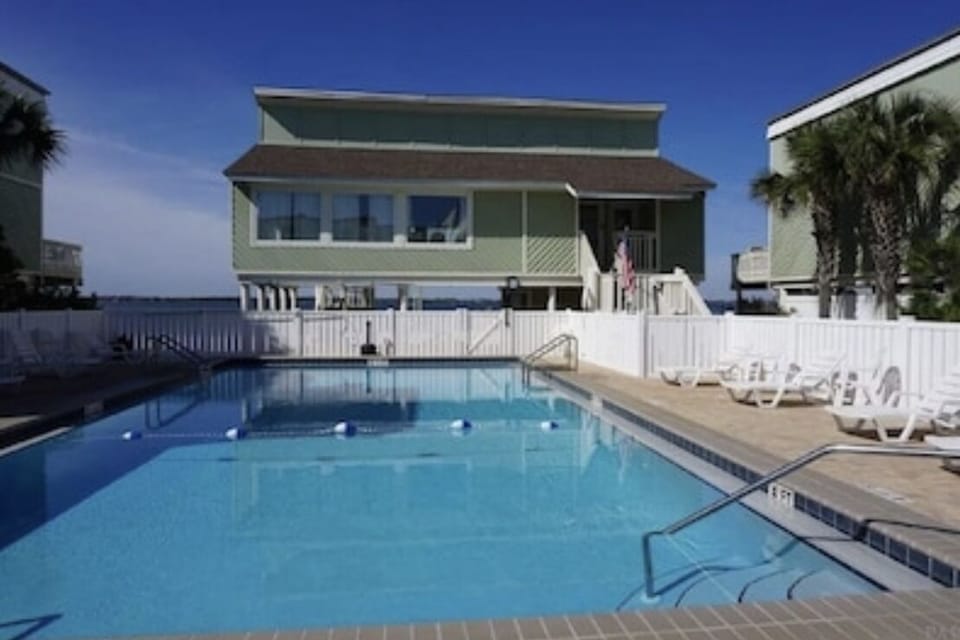 Pool by the private beach.