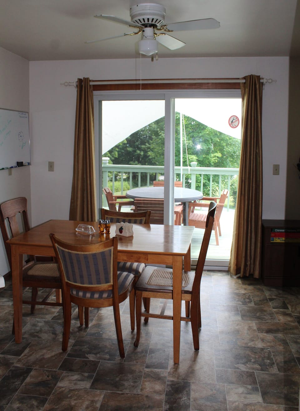 Beautiful view from dining room out onto deck