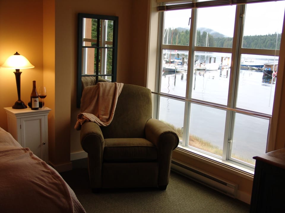 A reading chair with a view in the master bedroom.