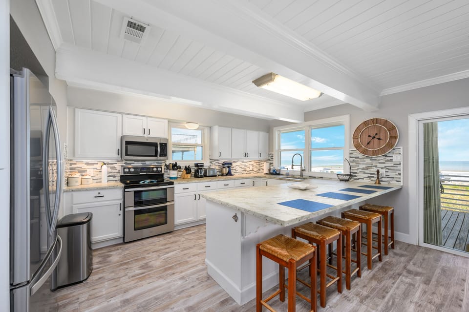 Open concept floor plan means views of the water from most areas of the house