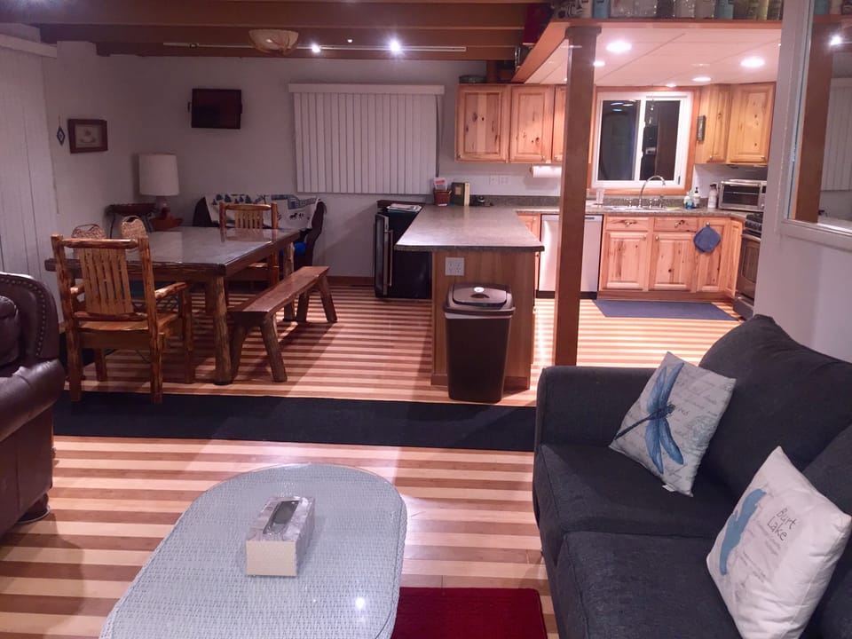 Open floor plan.  View from living room to eat in kitchen/dining room. 