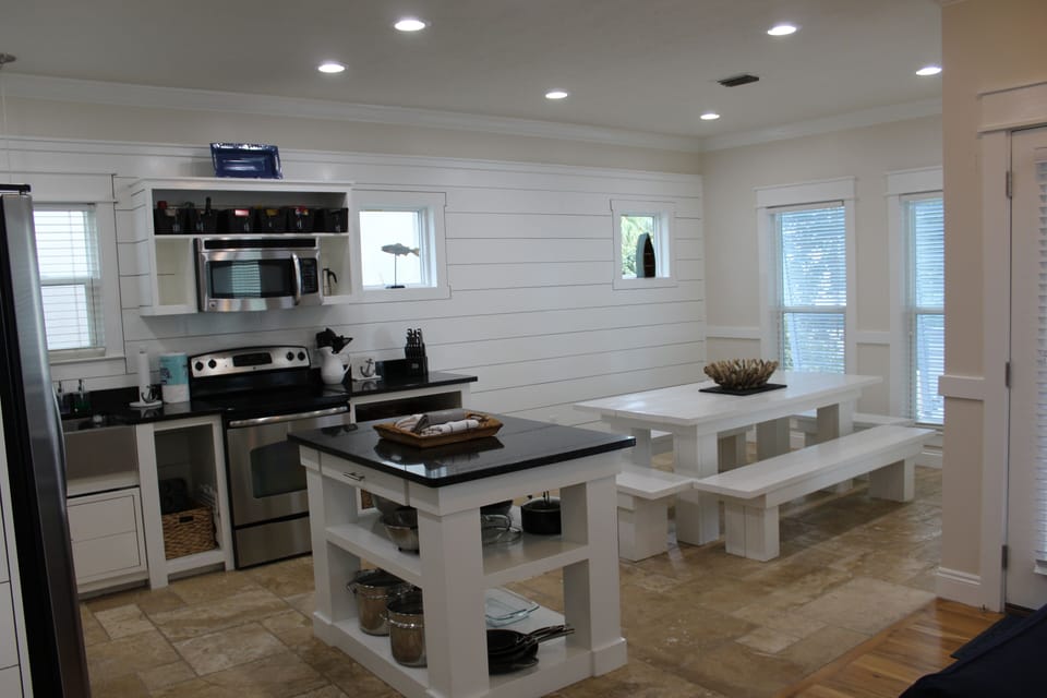 Open concept living, kitchen and dining