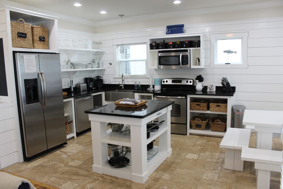 Open concept living, kitchen and dining