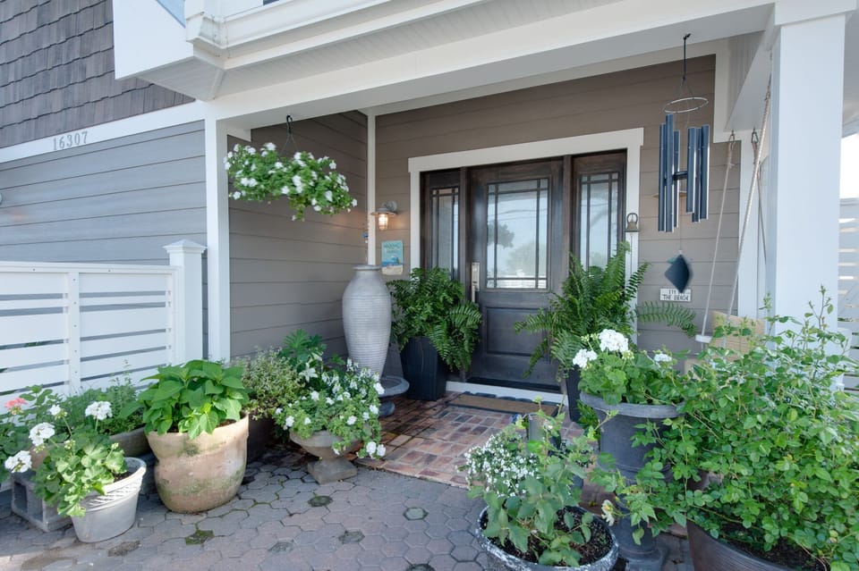 Front patio herb and moon garden