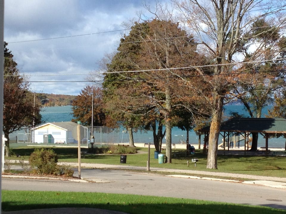 View of the Park and Tennis Courts from our Patio.