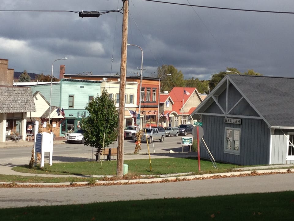 View of the Town from our Patio.  Rent a kayak from Crystal Lake Adventures.