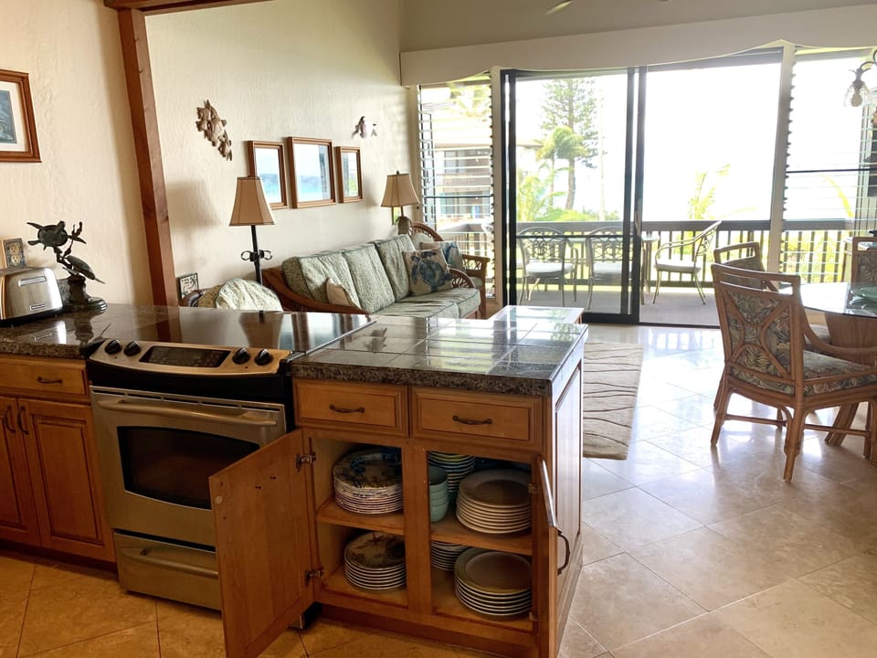Fully equipped kitchen.  All of your basic utensils, dishware, cookware, etc.
