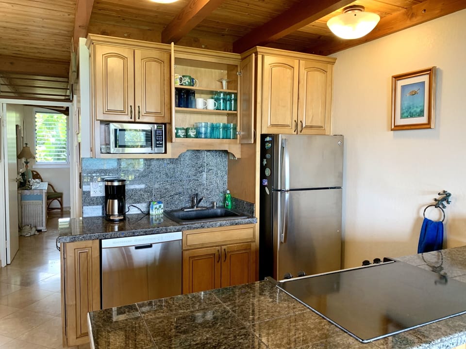 Fully equipped kitchen.  All of your basic utensils, dishware, cookware, etc.