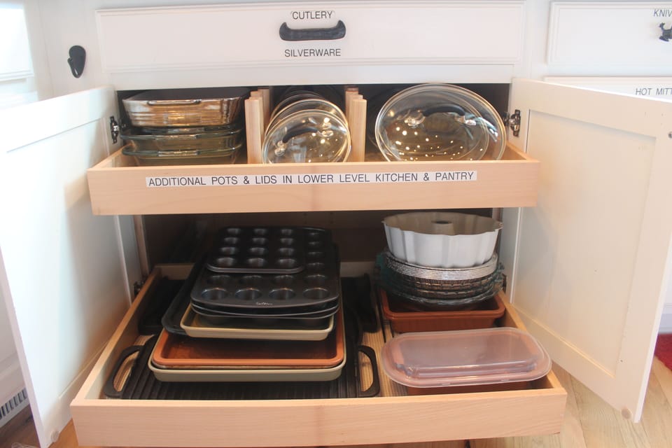 Main Level Kitchen baking pans and dishes