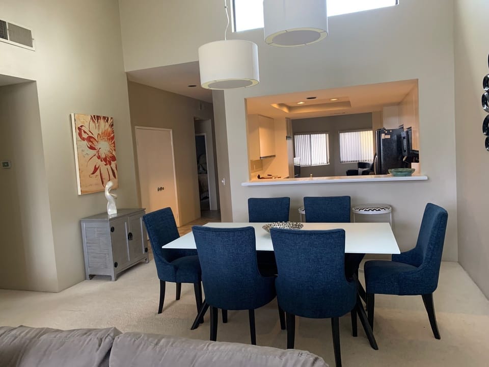View from living room into dining room