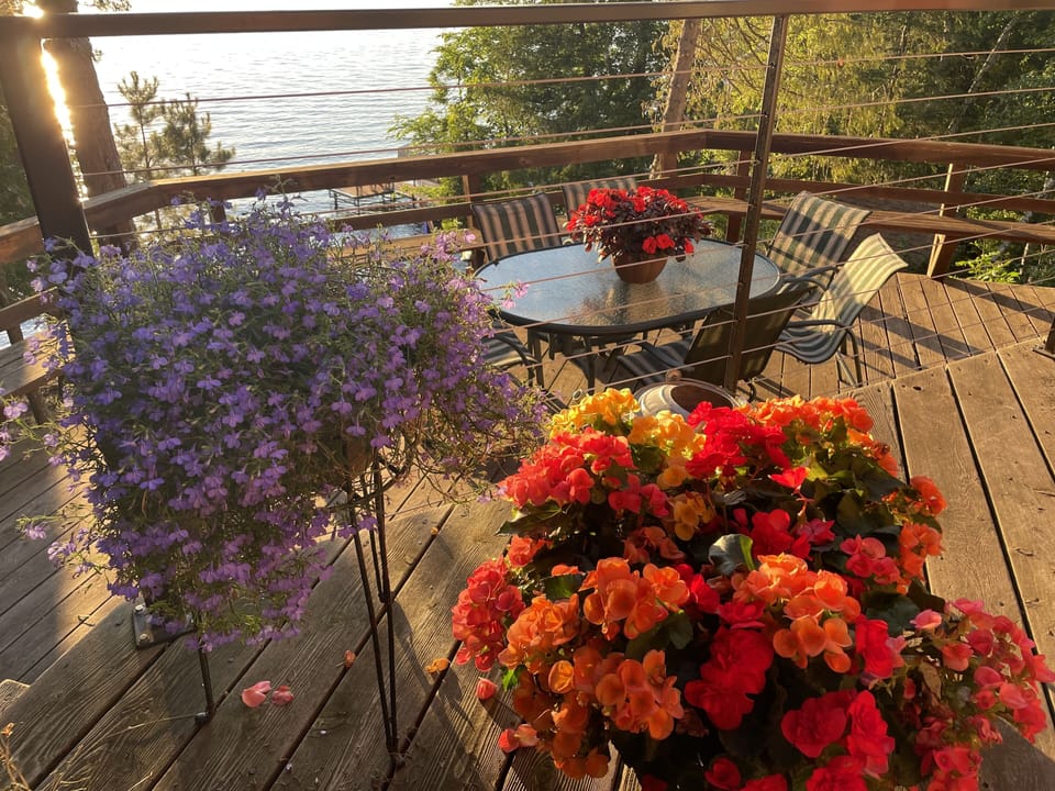 Many dining options outside including the 6 chair Homecrest set and ...