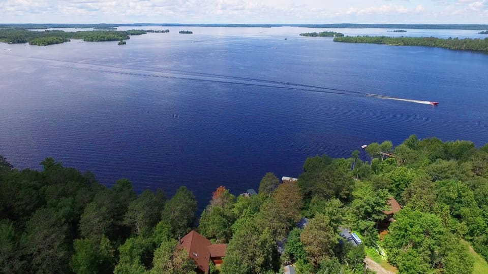 Stunning view of Big Bay on Lake Vermilion (our cabin-see cabin with skylights).