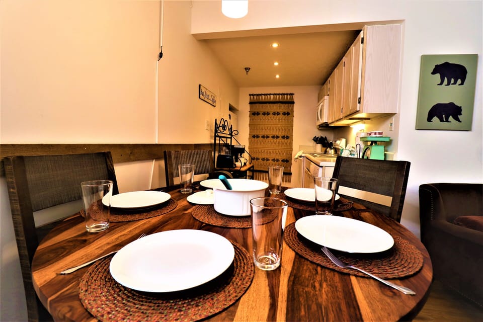 Large dining table for dinner, family/friend games & gathering.