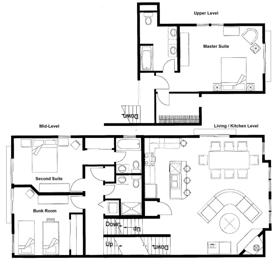 Antlers A31 full floor plan. Delux 1625 sq. ft. tri-level condominimum.