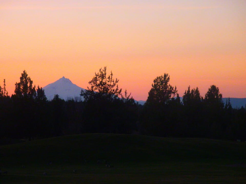 Mt. Jefferson evening view from Living Room Window Seat
