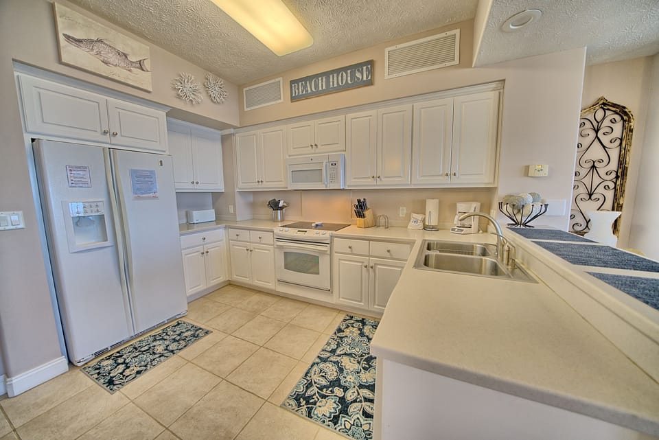 Fully equipped kitchen.  Has everything you need for your stay.