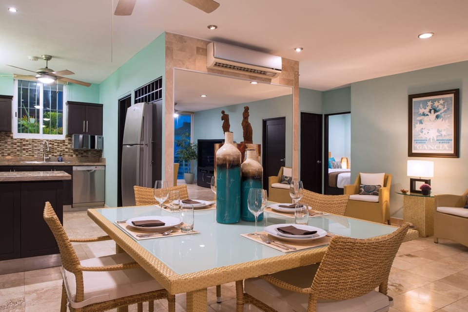 Large table for dining.