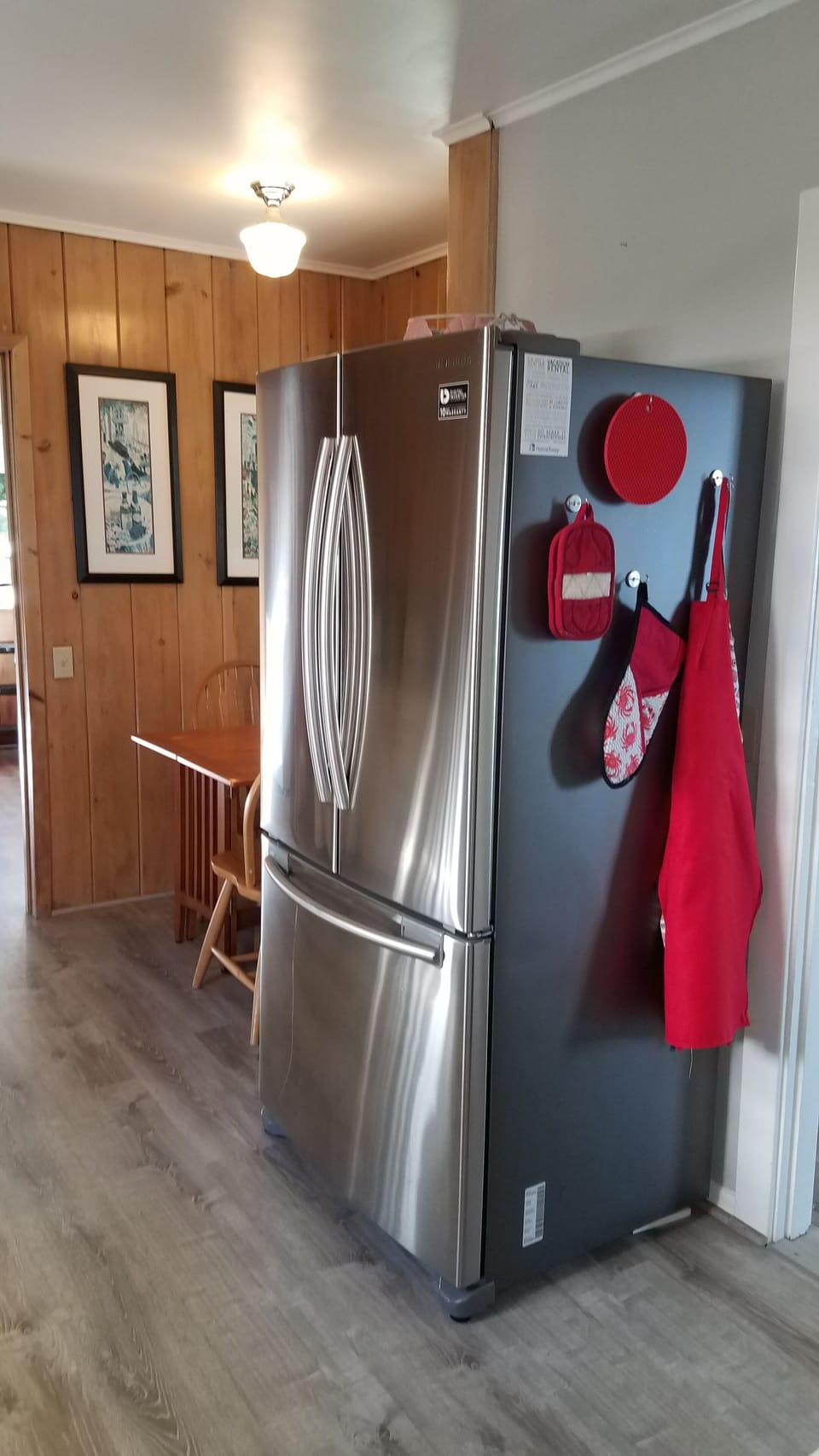 Stainless fridge.
